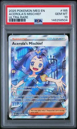 2025 POKEMON MEG EN-MEGA EVOLUTION ULTRA RARE #165 ACEROLA'S MISCHIEF PSA 10 - Image 1