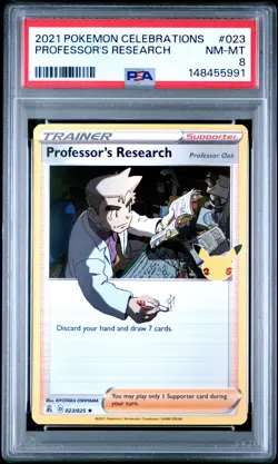 2021 POKEMON CELEBRATIONS #023 PROFESSOR'S RESEARCH PSA 8 - Image 1