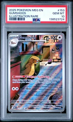 2025 POKEMON MEG EN-MEGA EVOLUTION ILLUSTRATION RARE #153 GUMSHOOS PSA 10 - Image 1