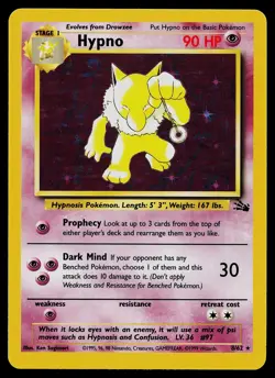 Pokemon Card - Hypno Fossil 8/62 Holo Unlimited Holo Rare - Image 1