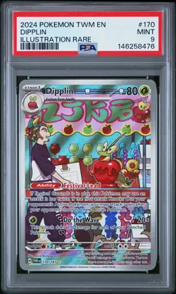 2024 POKEMON TWM EN-TWILIGHT MASQUERADE ILLUSTRATION RARE #170 DIPPLIN PSA 9 - Image 1