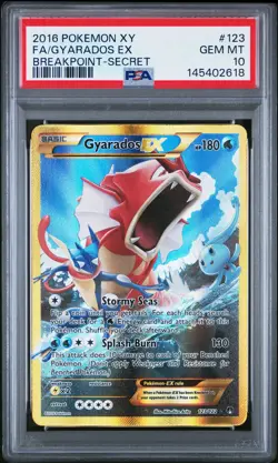 2016 POKEMON XY BREAKPOINT SECRET #123 FULL ART/GYARADOS EX PSA 10 - Image 1