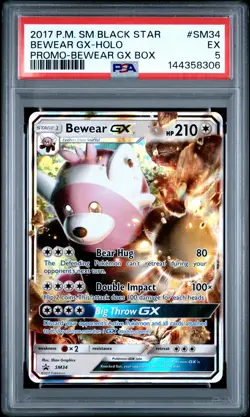 2017 POKEMON SM BLACK STAR PROMO BEWEAR GX BOX #SM34 BEWEAR GX-HOLO PSA 5 - Image 1