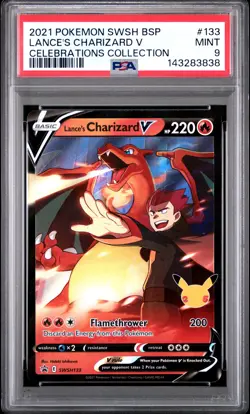 2021 POKEMON SWSH PROMO CELEBRATIONS COLLECTION LANCE'S CHARIZARD V PSA 9 - Image 1