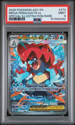 2026 POKEMON ASCENDED HEROES SPECIAL ILLUSTRATION RARE MEGA FERALIGATR EX PSA 9 - Image 1