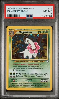 2000 POKEMON NEO GENESIS #10 MEGANIUM-HOLO PSA 8 - Image 1