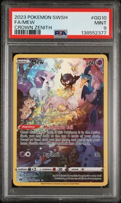 2023 POKEMON SWORD & SHIELD CROWN ZENITH #GG10 FULL ART/MEW PSA 9 - Image 1