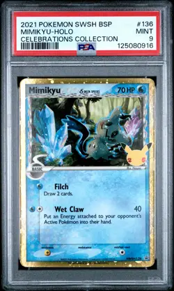 2021 POKEMON SWSH PROMO CELEBRATIONS COLLECTION #136 MIMIKYU-HOLO PSA 9 - Image 1