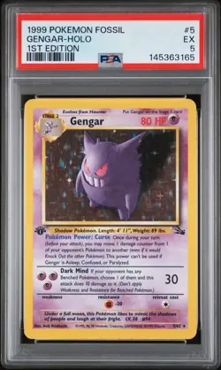 1999 POKEMON FOSSIL 1ST EDITION #5 GENGAR-HOLO PSA 5 - Image 1
