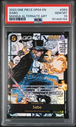 2023 ONE PIECE OP04-KINGDOMS OF INTRIGUE MANGA ALTERNATE ART #083 SABO PSA 10 - Image 1