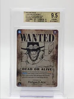 PORTGAS.D.ACE 2025 ONE PIECE WANTED SP ERROR SECRET RARE 119 BGS 9.5 Q4444 - Image 1