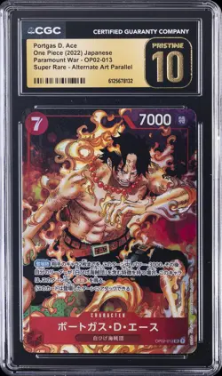 2022 ONE PIECE PARAMOUNT WAR JAPANESE #OP02-013 PORTGAS D. ACE CGC 10 PRISTINE - Image 1