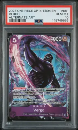 2026 ONE PIECE OP14-EB04-THE AZURE SEA'S SEVEN ALTERNATE ART #061 VERGO PSA 10 - Image 1