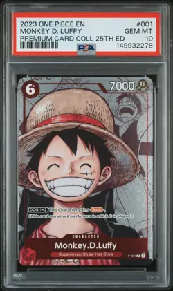 2023 ONE PIECE PREMIUM BANDAI COLLECTION 25TH EDITION #001 MONKEY D LUFFY PSA 10 - Image 1
