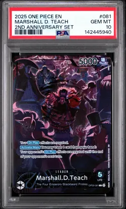 2025 ONE PIECE ENGLISH VERSION 2ND ANNIVERSARY SET #081 MARSHALL D. TEACH PSA 10 - Image 1