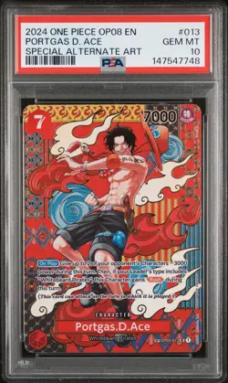 2024 ONE PIECE OP08-TWO LEGENDS SPECIAL ALTERNATE ART #013 PORTGAS D. ACE PSA 10 - Image 1