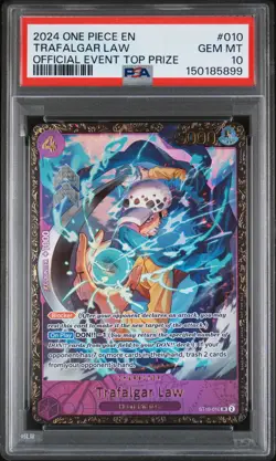 2024 ONE PIECE PROMOS OFFICIAL EVENT TOP PRIZE #010 TRAFALGAR LAW PSA 10 - Image 1