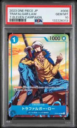 2023 ONE PIECE JAPANESE PROMOS 7-ELEVEN CAMPAIGN #008 TRAFALGAR LAW PSA 10 - Image 1