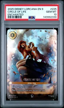 2025 DISNEY LORCANA EN 9-FABLED ENCHANTED #225 CIRCLE OF LIFE PSA 10 - Image 1