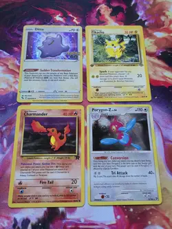 Pokemon Vintage Card Lot X4 Pikachu 1st Edition Charmander Porygon-Z LV.54 Ditto - Image 2
