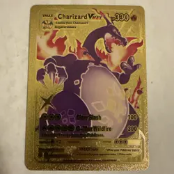 Pokemon Gold Foil Fan Art Charizard VMAX Gigantamax SV107/SV122 Display Card NM - Image 1