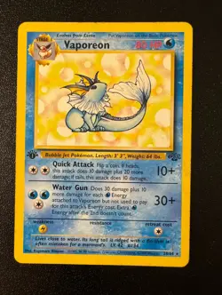 Pokemon Vaporeon Jungle 1st Edition 28/64 Regular Rare 80 HP Stage 1 Card - Image 1