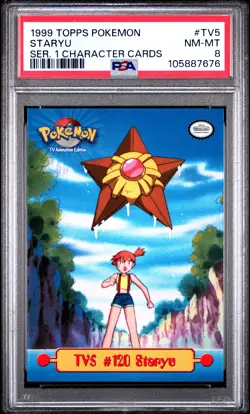 1999 TOPPS POKEMON SERIES 1 CHARACTER CARDS #TV5 STARYU PSA 8 - Image 1