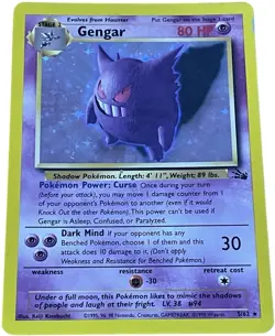 Gengar 5/62 Holo Fossil 1999 Vintage Pokemon Card RARE WOTC MP HP - Image 1