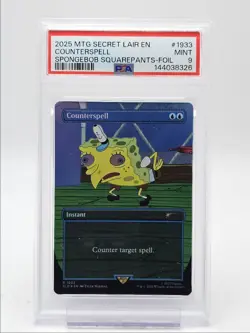 COUNTERSPELL 2025 MTG SECRET LAIR SPONGEBOB SQUAREPANTS FOIL #1933 PSA 9 Q4444 - Image 1