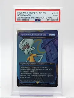 SQUIDWARD, SARCASTIC SNOB 2025 MTG SECRET LAIR EN SPONGEBOB FOIL PSA 9 Q4444 - Image 1