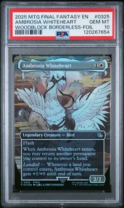 2025 MTG FINAL FANTASY WOODBLOCK BORDERLESS-FOIL AMBROSIA WHITEHEART PSA 10 - Image 1