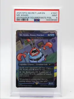 MR. KRABS 2025 MTG SECRET LAIR EN SPONGEBOB SQUAREPANTS FOIL 0/17 PSA 9 Q4444 - Image 1