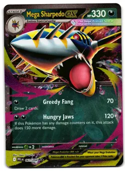 Mega Sharpedo ex 061/094 - 🌊 Phantasmal Flames Double Rare Pokemon TCG 🖤 - NM - Image 1
