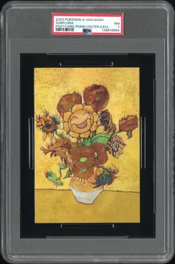 2023 POKEMON X VAN GOGH POSTCARD POKEMON CENTER EXCLUSIVE SUNFLORA PSA 7 - Image 1