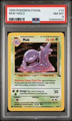 1999 POKEMON FOSSIL #13 MUK-HOLO PSA 8 - Image 1