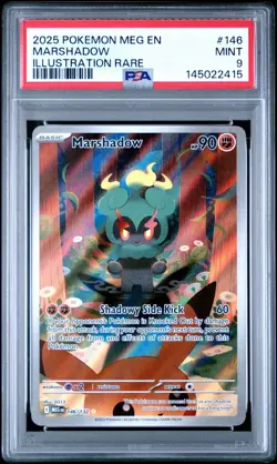 2025 Pokemon Mega MEG En Marshadow Illustration Rare #146 PSA 9 Mint - Image 1