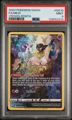 2023 POKEMON SWORD & SHIELD CROWN ZENITH #GG10 FULL ART/MEW PSA 9 - Image 1
