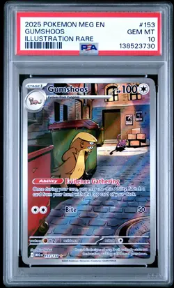 2025 POKEMON MEG EN-MEGA EVOLUTION ILLUSTRATION RARE #153 GUMSHOOS PSA 10 - Image 1