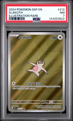2024 POKEMON SSP EN-SURGING SPARKS ILLUSTRATION RARE #212 SLAKOTH PSA 7 - Image 1