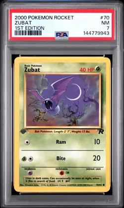 2000 POKEMON ROCKET 1ST EDITION #70 ZUBAT PSA 7 - Image 1