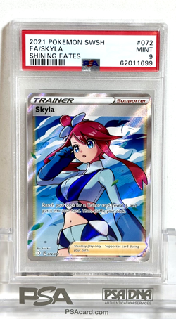 2021 POKEMON CARD SWORD & SHIELD SHINING FATES #072 FULL ART SKYLA PSA 9 - MINT - Image 1