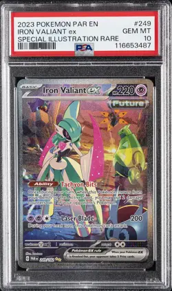 2023 POKEMON PAR EN-PARADOX RIFT #249 IRON VALIANT EX PSA 10 - Image 1