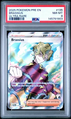 2025 POKEMON PRE EN-PRISMATIC EVOLUTIONS ULTRA RARE #135 BRASSIUS PSA 8 - Image 1