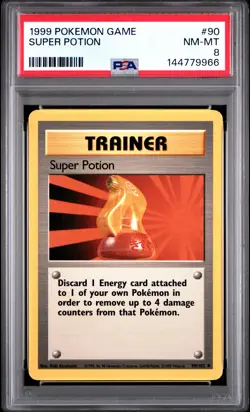 1999 POKEMON BASE SET UNLIMITED #90 SUPER POTION PSA 8 - Image 1