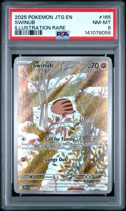 2025 POKEMON JTG EN-JOURNEY TOGETHER ILLUSTRATION RARE #165 SWINUB PSA 8 - Image 1