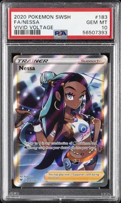 2020 POKEMON SWORD & SHIELD VIVID VOLTAGE #183 FULL ART/NESSA PSA 10 - Image 1