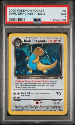 2000 POKEMON ROCKET #5 DARK DRAGONITE-HOLO PSA 7 - Image 1