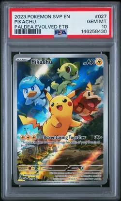 2023 POKEMON SVP EN-SV BLACK STAR PROMO #027 PIKACHU PSA 10 - Image 1
