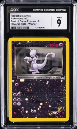 2003 POKEMON BEST OF GAME PROMOS - REVERSE HOLO - WINNER ROCKET'S MEWTWO CGC 9 - Image 1
