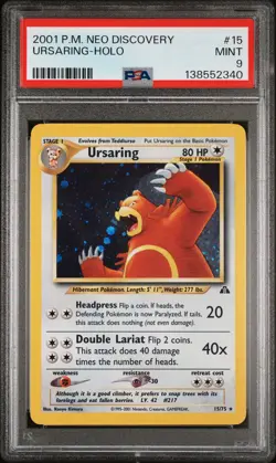 2001 POKEMON NEO DISCOVERY #15 URSARING-HOLO PSA 9 - Image 1
